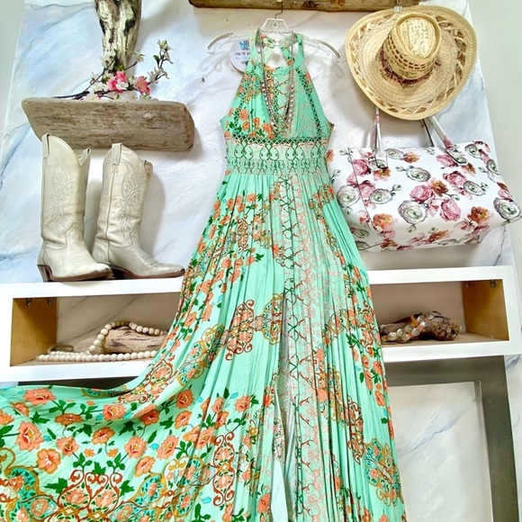 Anthropologie Dresses & Skirts - Mint dream Anthropologie JAASE maxi floral dress w resort vacay shabby chic vibe